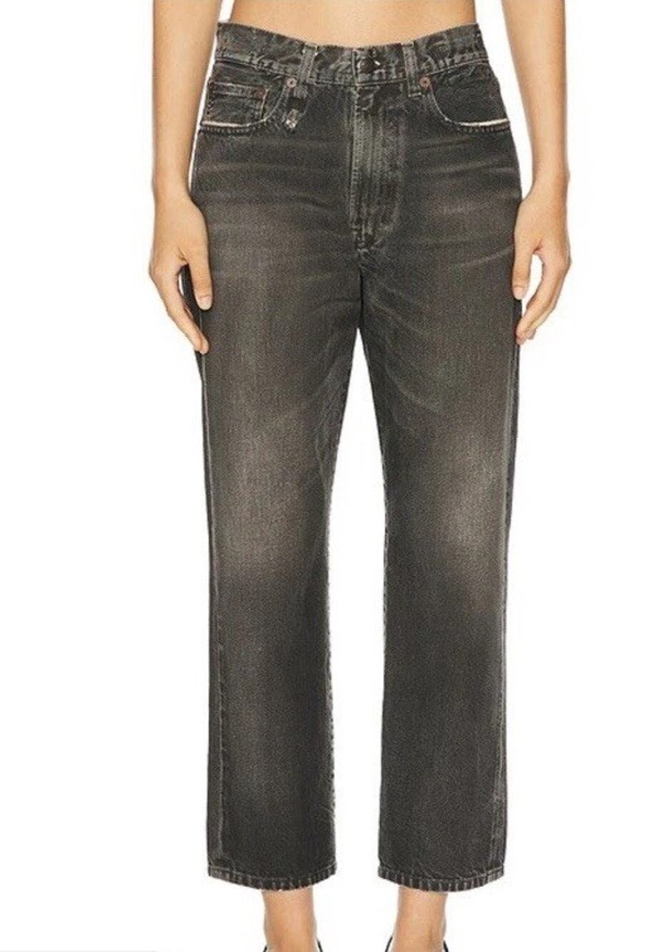 R13 Italy Boyfriend Jeans Mud Grey Vintage Faded Black Distressed Sz 28 D268A
